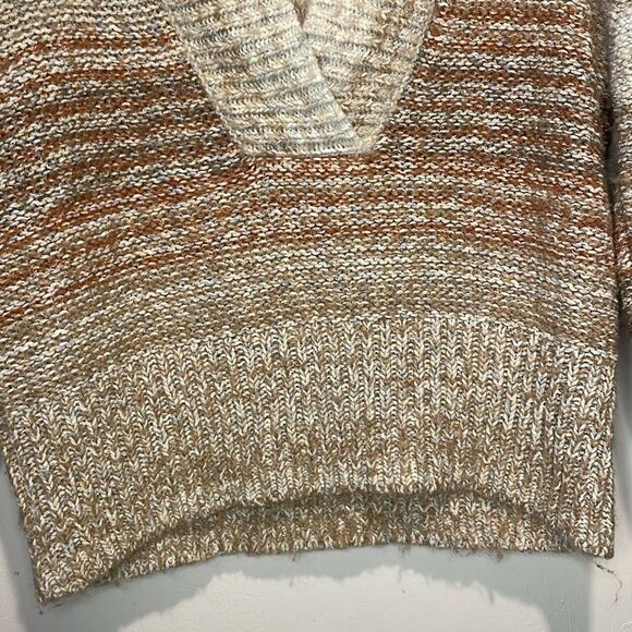 Pilcro- Anthropologie “Joyce” Neutral Striped V Neck Chunky Crop Sweater- Size S - Picture 8 of 10